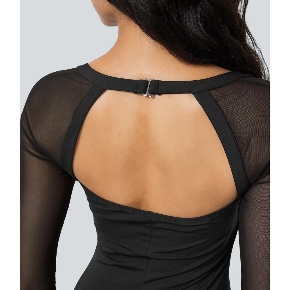 Halara Softlyzero Black Square Neck Backless Body… - image 3